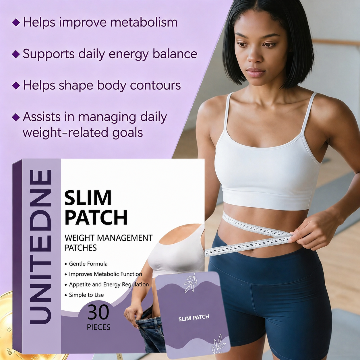 Unitedne Natural Body Patches, All Skin Types, 30-Day Supply