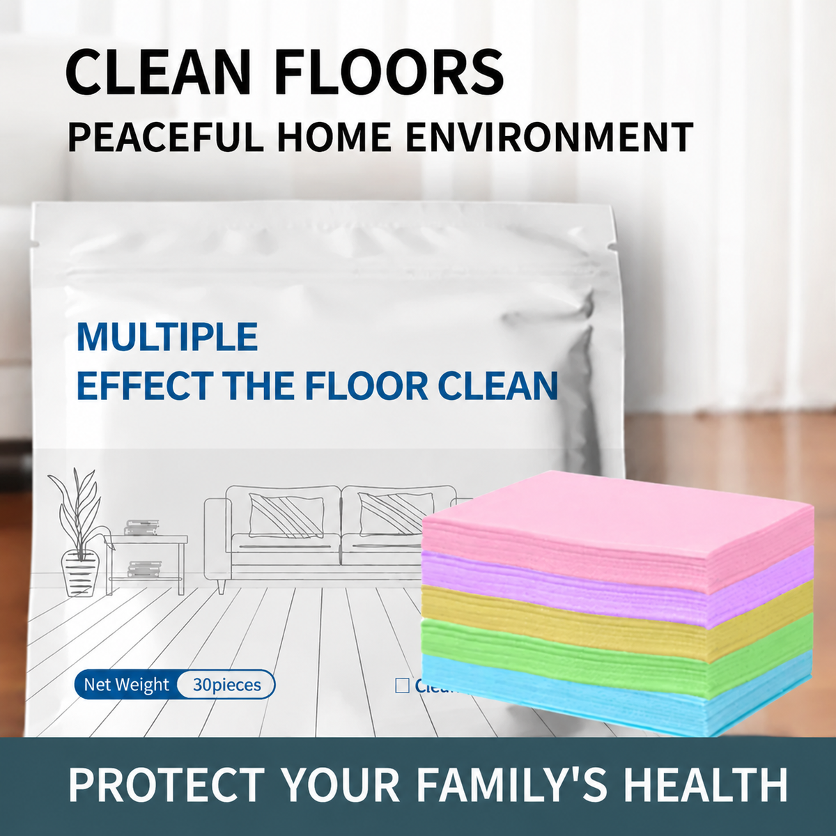 30-Pieces Multi-Effect Floor Cleaning Sheets