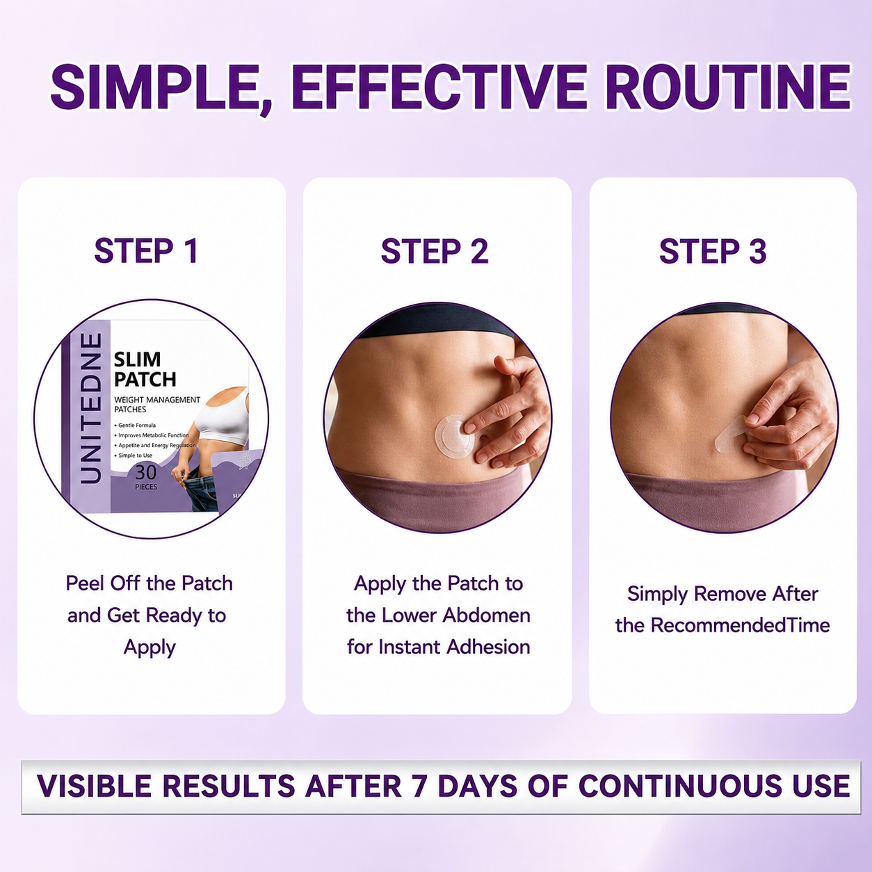 Unitedne Natural Body Patches, All Skin Types, 30-Day Supply